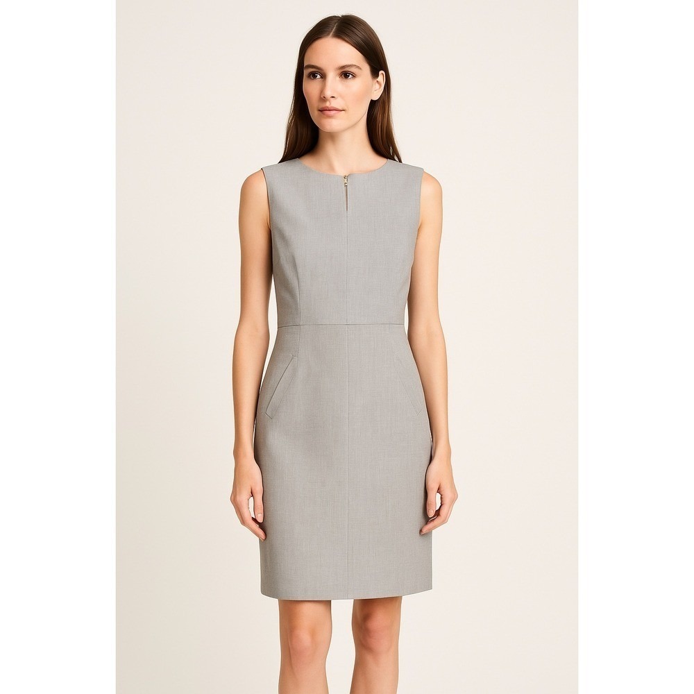 Diane Von Furstenberg Gray Sleeveless Zip Front Sheath Dress Size 12